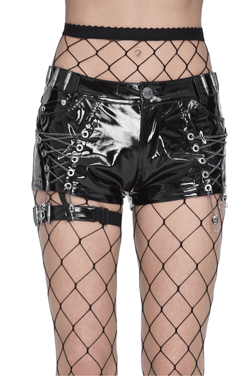 Sleek Black Shorts with Chain Accents - Bold Fashion